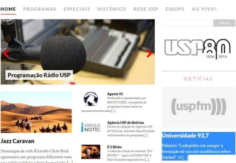 Figura 1  –  Homepage da Rádio USP / Programa Universidade 93,7 