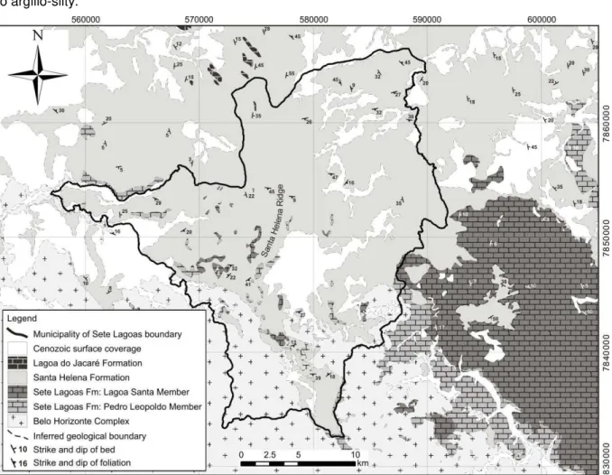 Fig.  6.  Geologic  map  of  the  municipality  of  Sete  Lagoas  and  the  surroundings