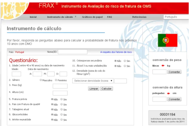 Figura 2 – FRAX português online 