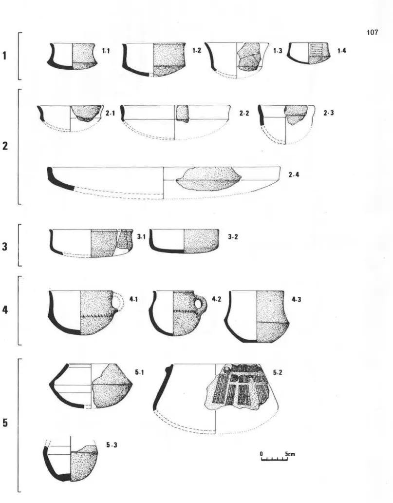 Fig.  2  - Tipos  e  subtipos  da  olaria  da  Idade do  Bronze  identificados  nos dólmens  estudados