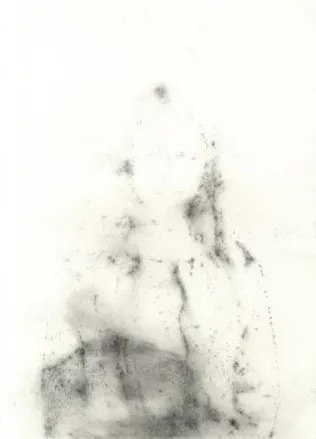 Figura 1: «L’absence autoportrait I», Série de 5 desenhos. Carvão sobre papel. 21x29.7cm, 2015 