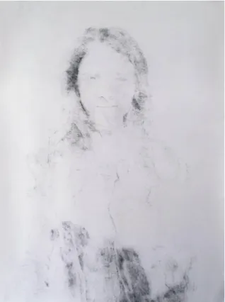 Figura 3: «L’absence autoportrait IV», Série de 5 desenhos, Carvão sobre papel, 148 x 110 cm, 2016 
