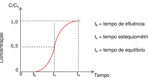 Figura 11  –  Curva de efluência em processo de adsorção. 