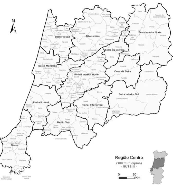 Figura 6 - Mapa região centro segundo a NUTS III