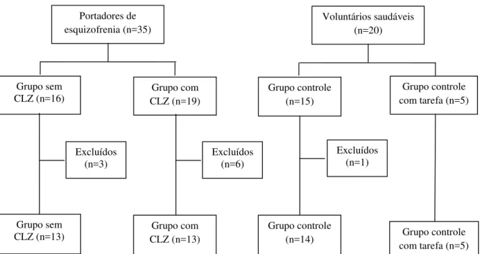 Figura 6 - Fluxograma representando a exclusão dos voluntários por artefato de movimento