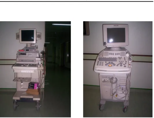 Figura  III.1.  Ecocardiógrafos  ALOKA  SSD  2200  (à  esquerda)  e  PHILIPS  EnVisor HDI (à direita)