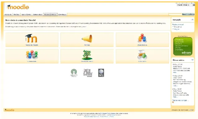 Figura 12: Página inicial do website oficial da plataforma Moodle. 