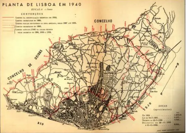 Figura 5 - Planta de Lisboa em 1940, coord. José Pires Barroso in Revista Municipal nº 5 e 6,  1941