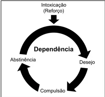 Figura  10.  Manifestações  comportamentais  da  síndrome  do  comprometimento  da  inibição da resposta e atribuição de saliência: intoxicação, administração da droga a  curto  prazo  e  associada  à  altas  concentrações  de  dopamina  extracelular;  des