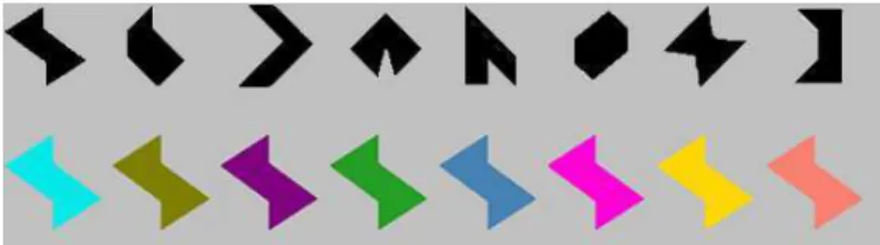 Figure 4.1. Shapes and colours used to construct stimuli arrays. 