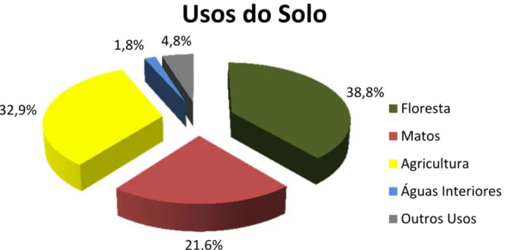 Figura 4.1 – Percentagem de Usos do Solo no território nacional. 