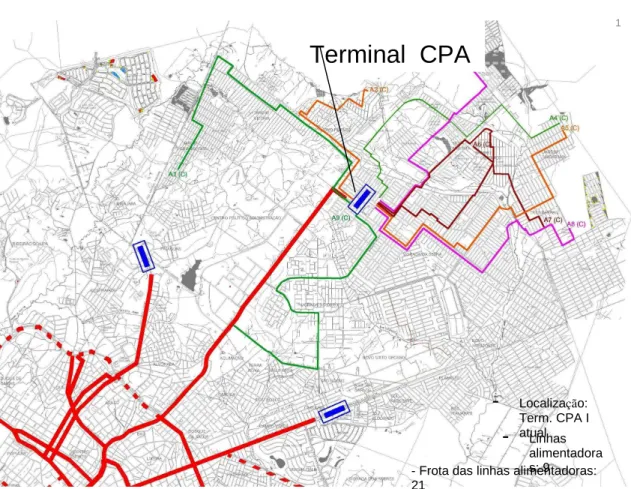 Figura 24 – Alimentadoras do terminal CPA  Fonte: Plano Setorial de Mobilidade 