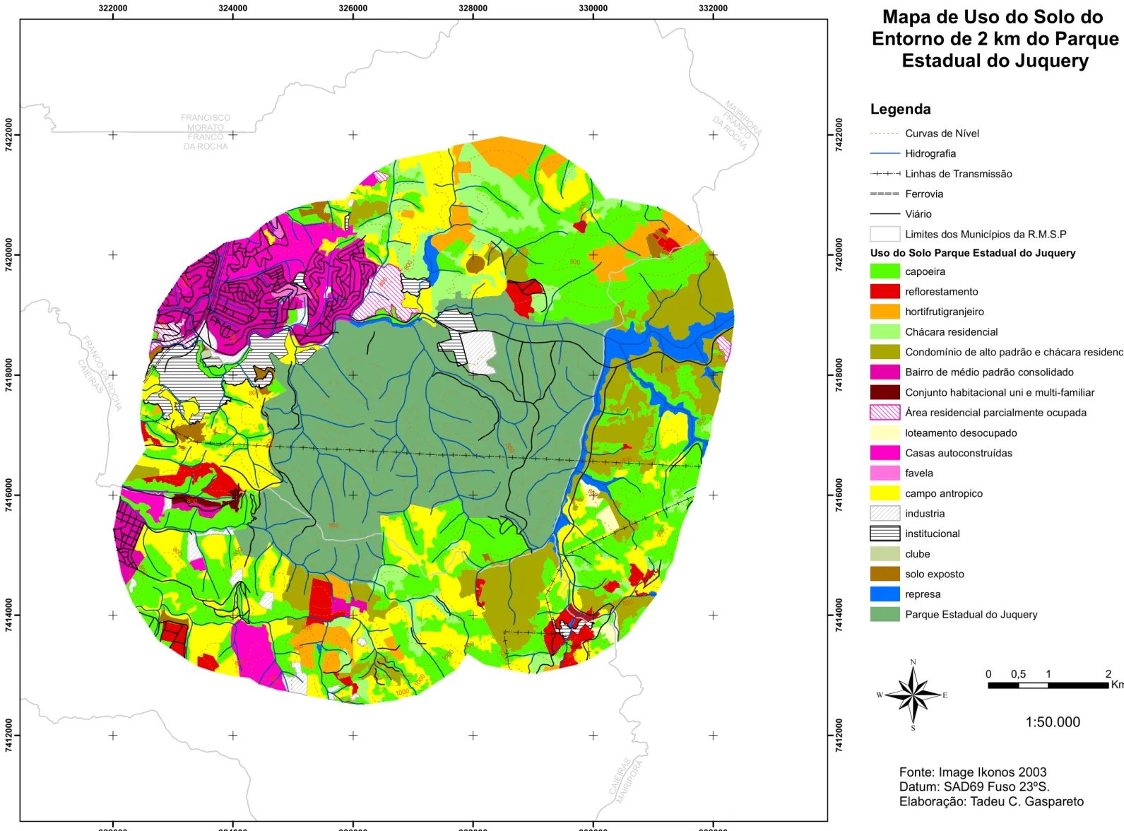 FIGURA 7 - Mapa de Uso do Solo do Entorno de 2 km do Parque Estadual do Juquery