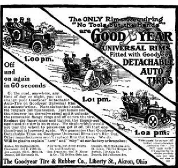 Ilustração 30 - Peça publicitária da Goodyear divulgado a aro universal  FONTE: GOODYEAR UNIVERSAL RIMS, 1907