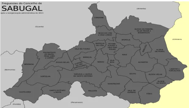 Figura 1.2. Mapa das Freguesias do concelho do Sabugal