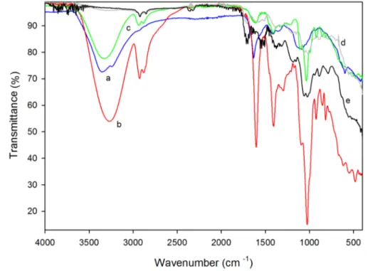 Figure 1. Fourier transform infrared spectroscopy attenuated total reflection (FTIR-ATR) spectrum of the (a) C