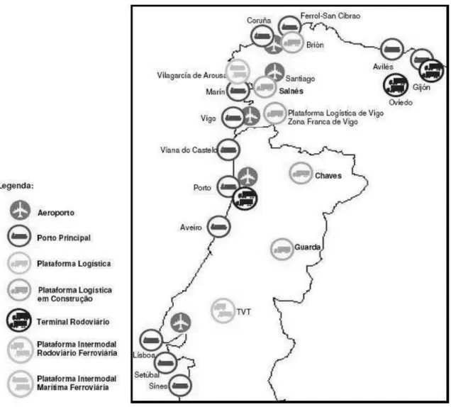 Figura 10: Posicionamento da Plataforma logística de Chaves (Ladeiras, 2008: 88) 