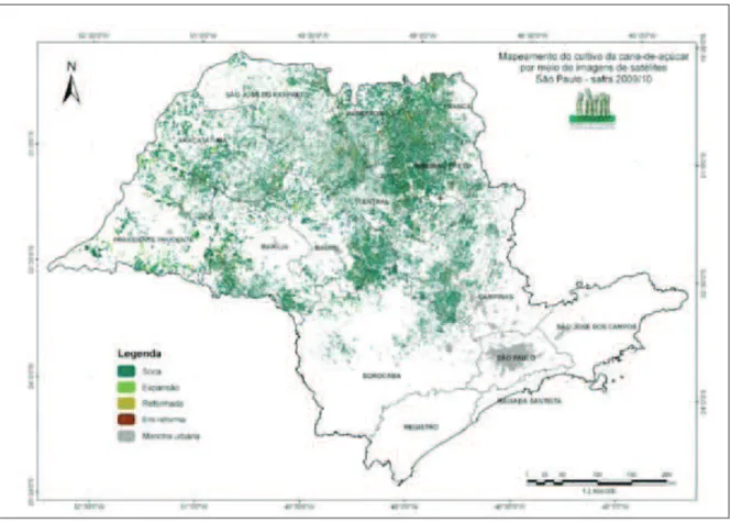 Figura 7 – Cultivo de cana-de-açúcar em São Paulo na safra 2009/10 (INPE, 2010). 