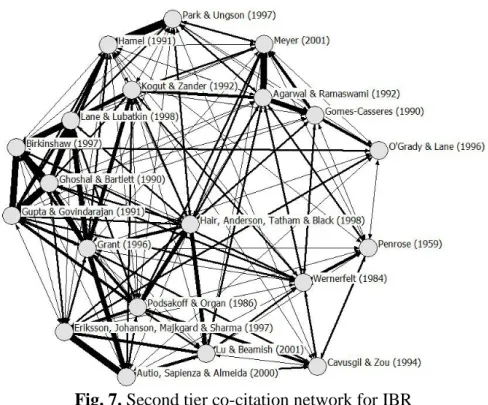 Fig. 7. Second tier co-citation network for IBR 