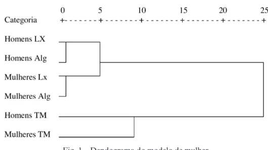 Fig. 1 – Dendograma do modelo de mulher