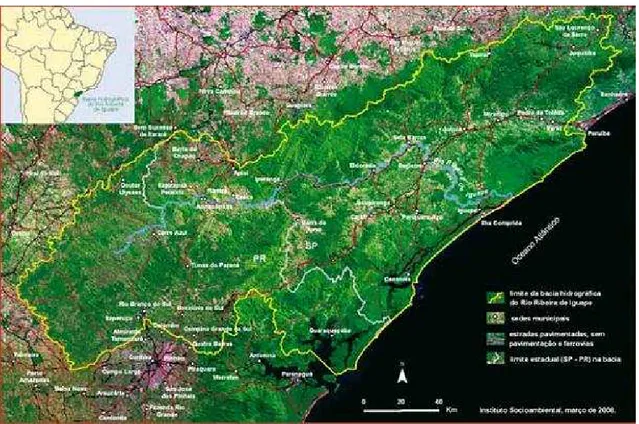 Figura 5.1 – Bacia Hidrográfica do Rio Ribeira de Iguape. Fonte: (ISA, 2008).   