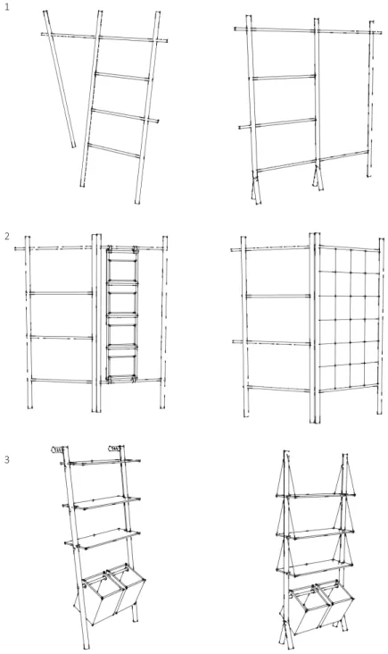 Figura 5: Diseño y modelado 3D de elemento vertical fusionado escalera-repisa.
