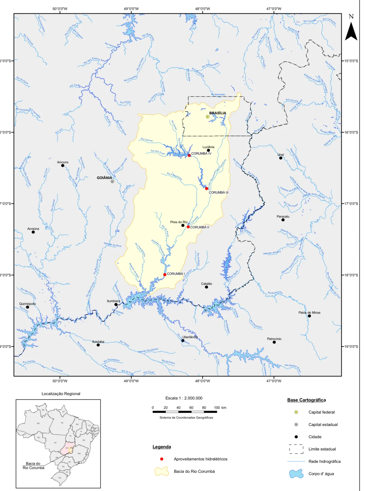 Figura 1 - Mapa de localização  em destaque bacia do rio Corumbá