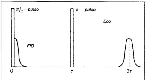 Figura 7 - Formay80 de eco de s p in em t = 2 . , com 0 FID em t = 0 , ap6s 0 pulso