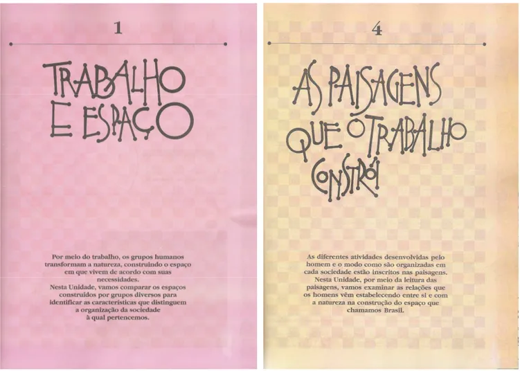 Figura 2. Páginas de abertura das Unidades 1 e 4 de Trança Criança 4ª série 