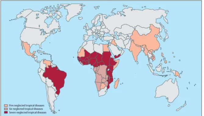 Figura  3  –   Distribuição  e  co-incidência  geográfica  das  doenças  negligenciadas  mais  prevalentes