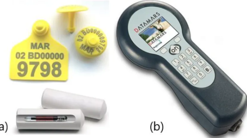 Figure 2 - a- Electronic identifiers b - RFID reader
