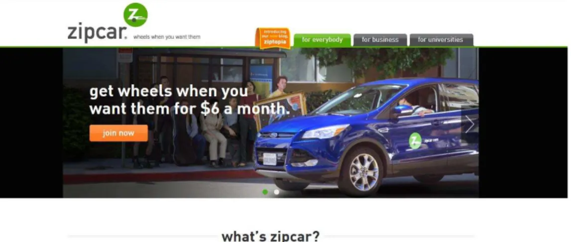 Figura 13: Site da plataforma Zipcar. 