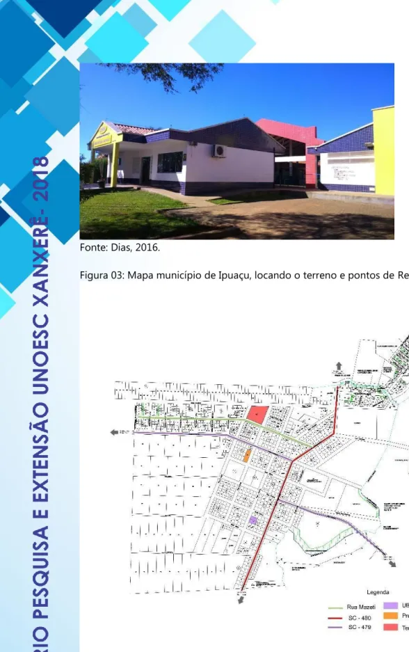 Figura 03: Mapa município de Ipuaçu, locando o terreno e pontos de Referencias 