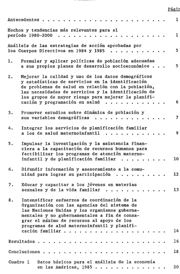 Cuadro 1 Datos básicos para el análisis de la economía