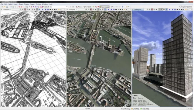 Figura 4 – Construção de um modelo SIG3D no CityEngine (Wiki). 