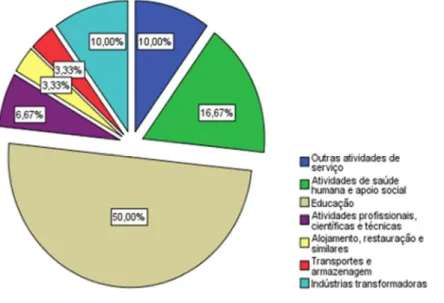 Figura 7 – Distribuição dos questionários obtidos, por setor de atividade 