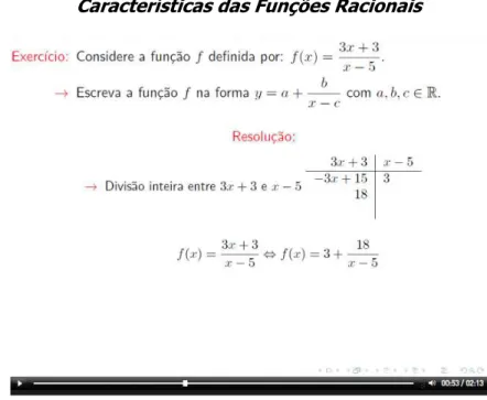 Figura 29: Vídeo de exploração de algumas características das Funções Racionais 