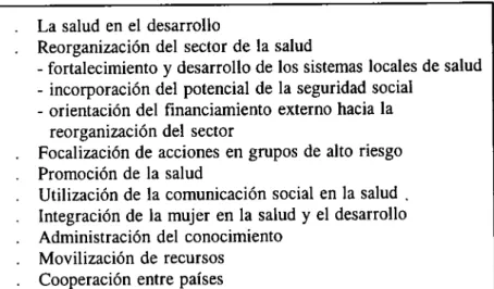 Cuadro 1. Los objetivos estratégicos de la OPS en el cuadrienio  1991-1994 