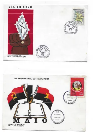 Fig 81. Selos da revolução de Angola pela independência do  país sobre o país dominante - Portugal.