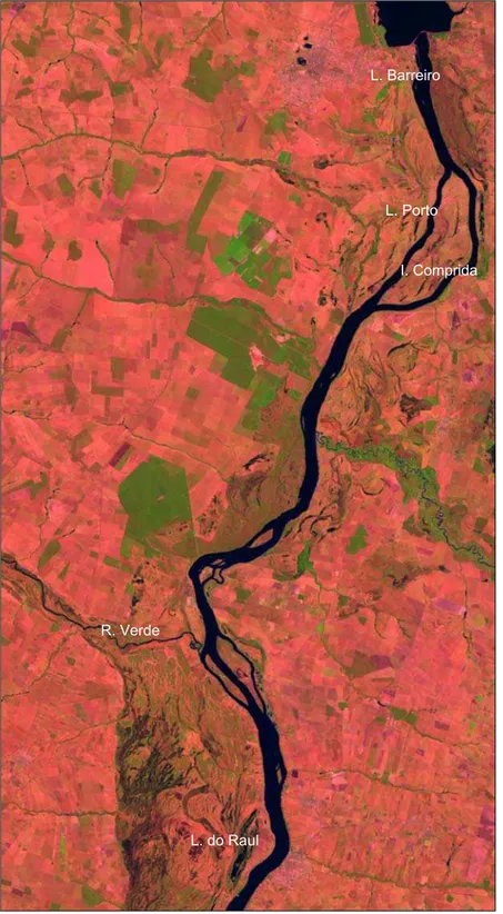 Figura 1: Imagem de satélite da região, com a localização das lagoas estudadas.