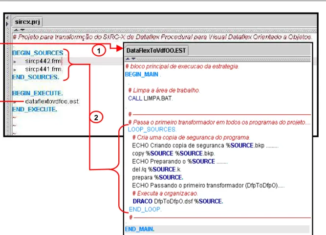 Figura 15.  Uso do script de execução dos transformadores no script de transformação 
