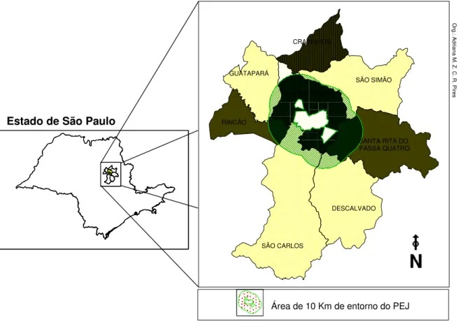 Figura 2 – Mapa político do Município de Luiz Antônio, mostrando a EEJ e seu entorno  