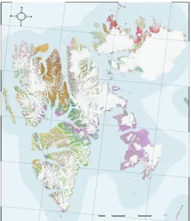 Figure I-6 Geological Map of Svalbard. Color legends: see  annex. (QGIS 3.0) (QGIS Development Team 2018)