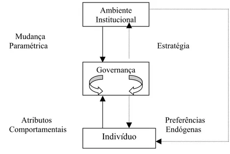 FIGURA 1.2 – Os níveis de relações entre o ambiente macroinstitucional e o microinstitucional.