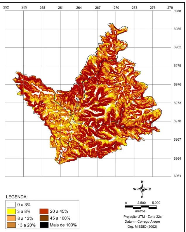 FIGURA 25: Mapa de clinografia do Município de Frederico Westphalen-RS.