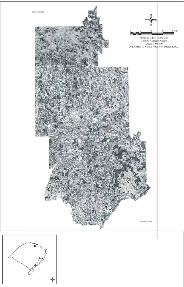 Figura 9: Mosaico de fotografias aéreas do município de Erechim (RS) - 1964365998;6962002+387996;6921995+ 0             2              4               6            8 KmProjeção UTM - Zona 22 s