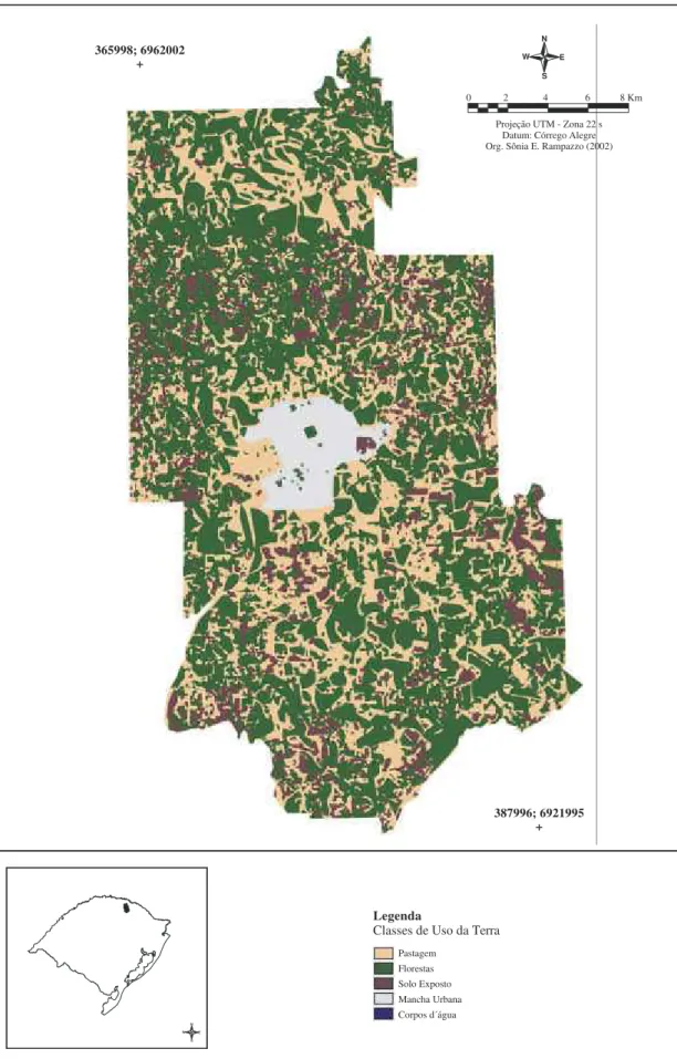 Figura 10: Classificação do uso da terra no município de Erechim (RS) em 1964365998; 6962002+387996; 6921995+ 0             2              4               6            8 KmProjeção UTM - Zona 22 s