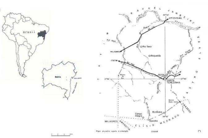 Fig. 1. Localização do município de Santa Terezinha.  Fonte: CENTRO DE ESTATÍSTICA              E  INFORMAÇÕES (1994)