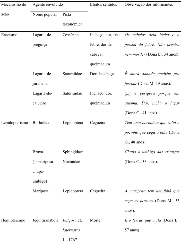 Tabela 2. Insetos que causam artropodoses, segundo os moradores do povoado de Pedra  Branca, Santa Terezinha, Bahia