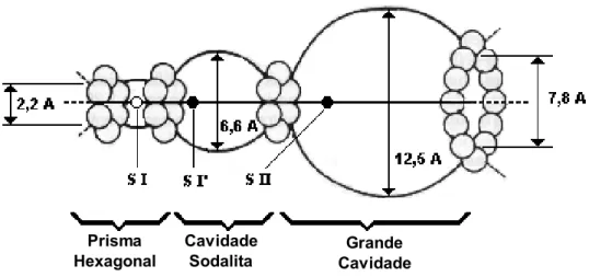 Figura 2.3. Esquema ilustrativo da zeólita Y, com as respectivas cavidades.